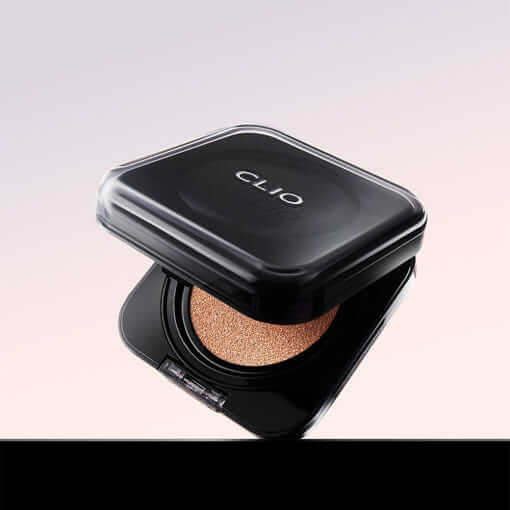 CLIO Kill Cover Founwear Cushion SET - Flawless Pore-Blurring Coverage 15g+15g Refill (5 Colors) in open compact view.